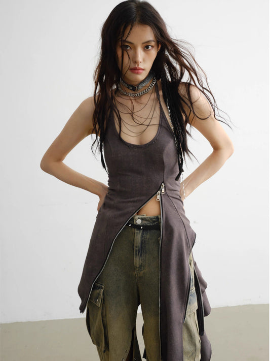 Asymmetry Zip Dress シンメトリー ジップ ドレス