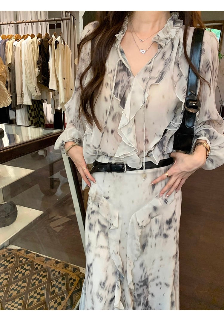 Lace blouse and skirt Set up レースシャツ&スカートセットアップ