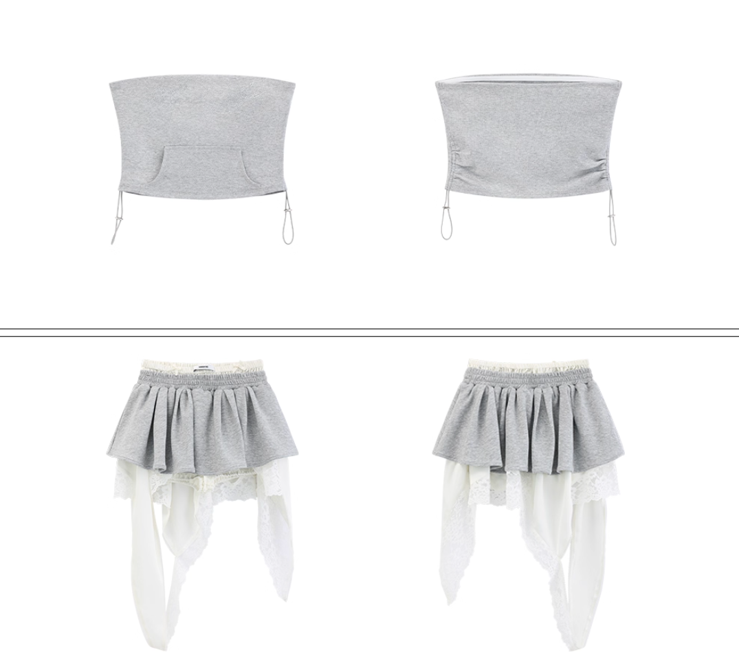 Bare top Lace design Skirt ベアトップ レースデザイン スカート