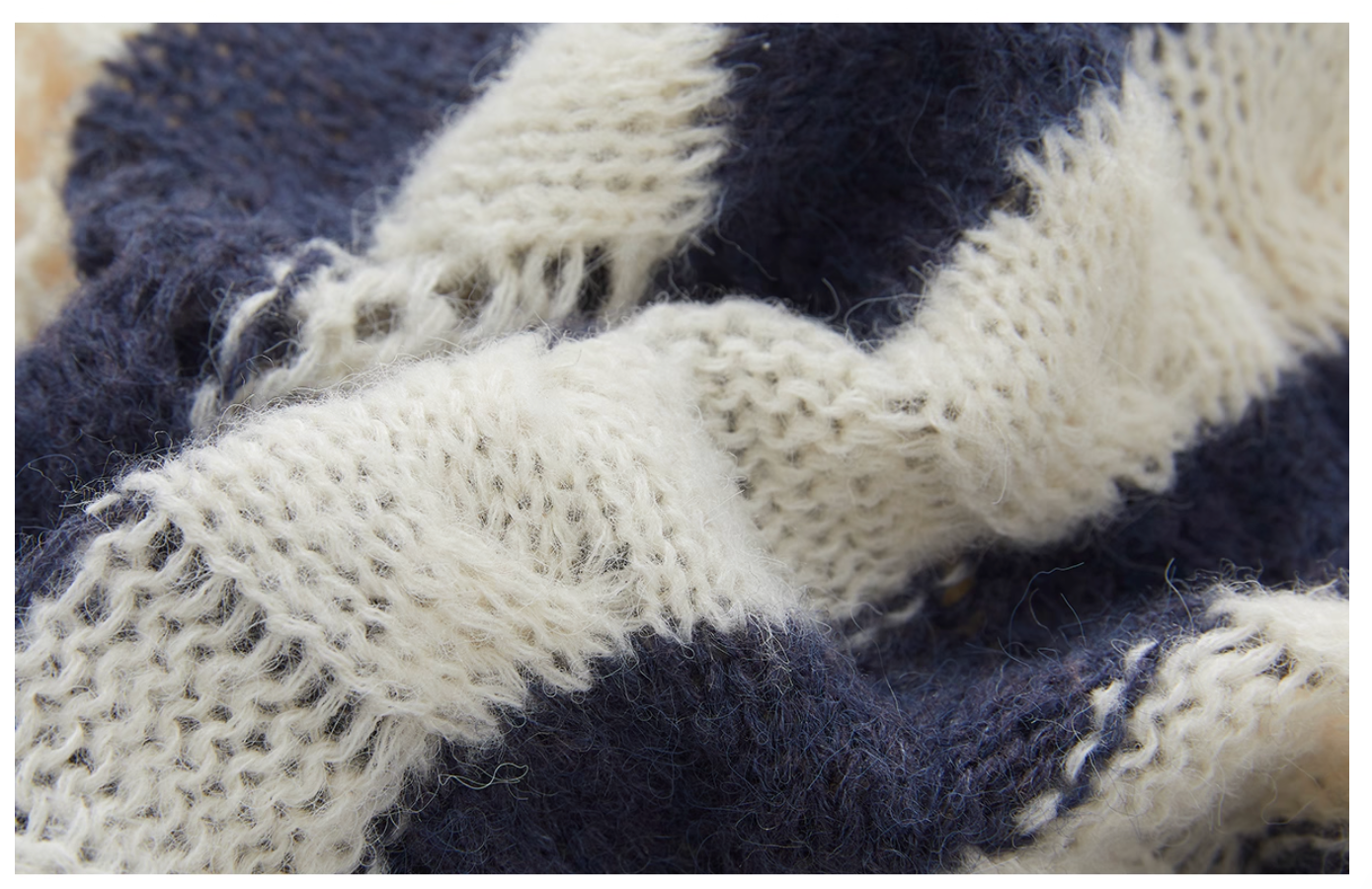 Frill Shawl border Knit  フリル ショール ボーダーニット