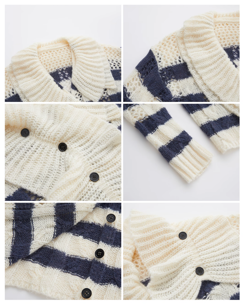 Frill Shawl border Knit  フリル ショール ボーダーニット