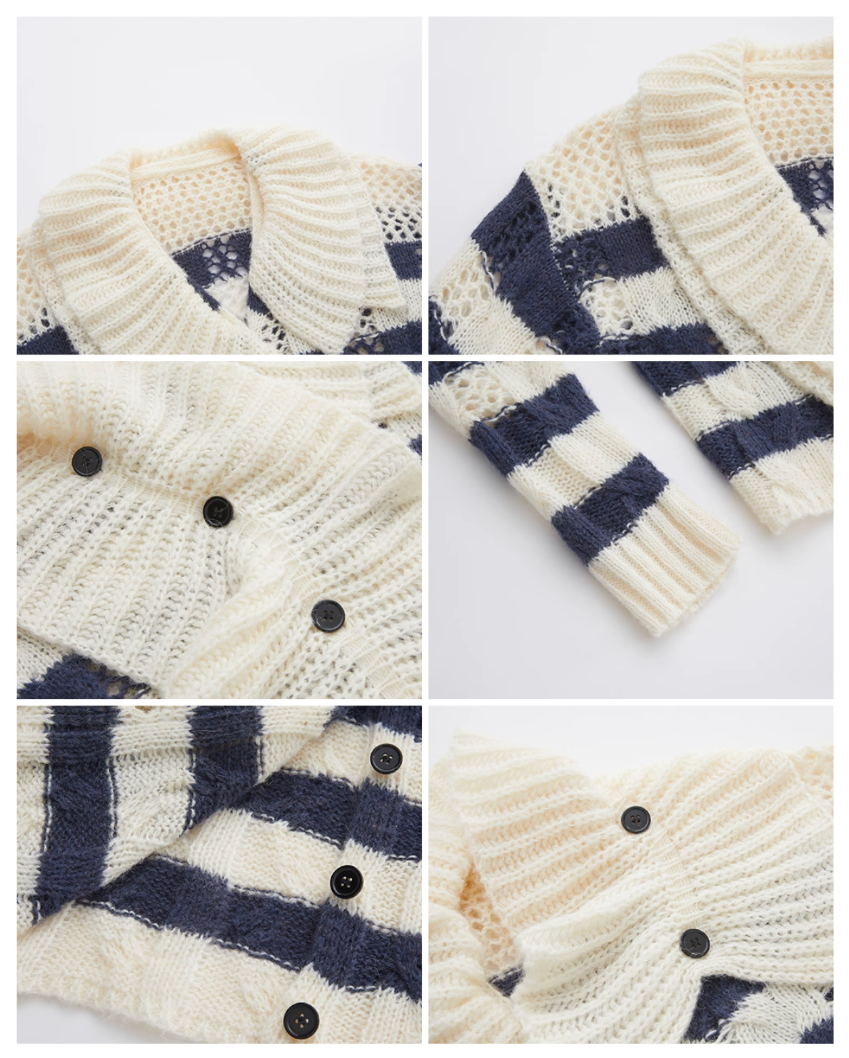 Frill Shawl border Knit  フリル ショール ボーダーニット