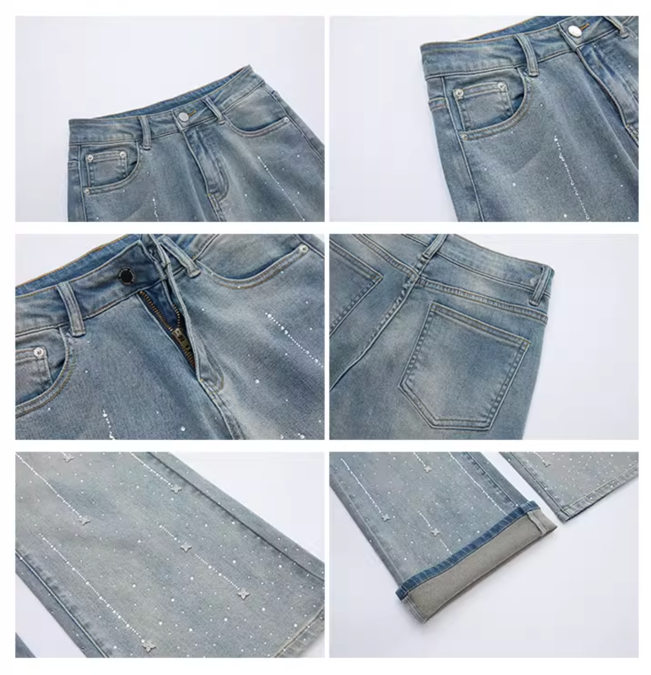 Line Stone denim ラインストーン ウォッシュデニム