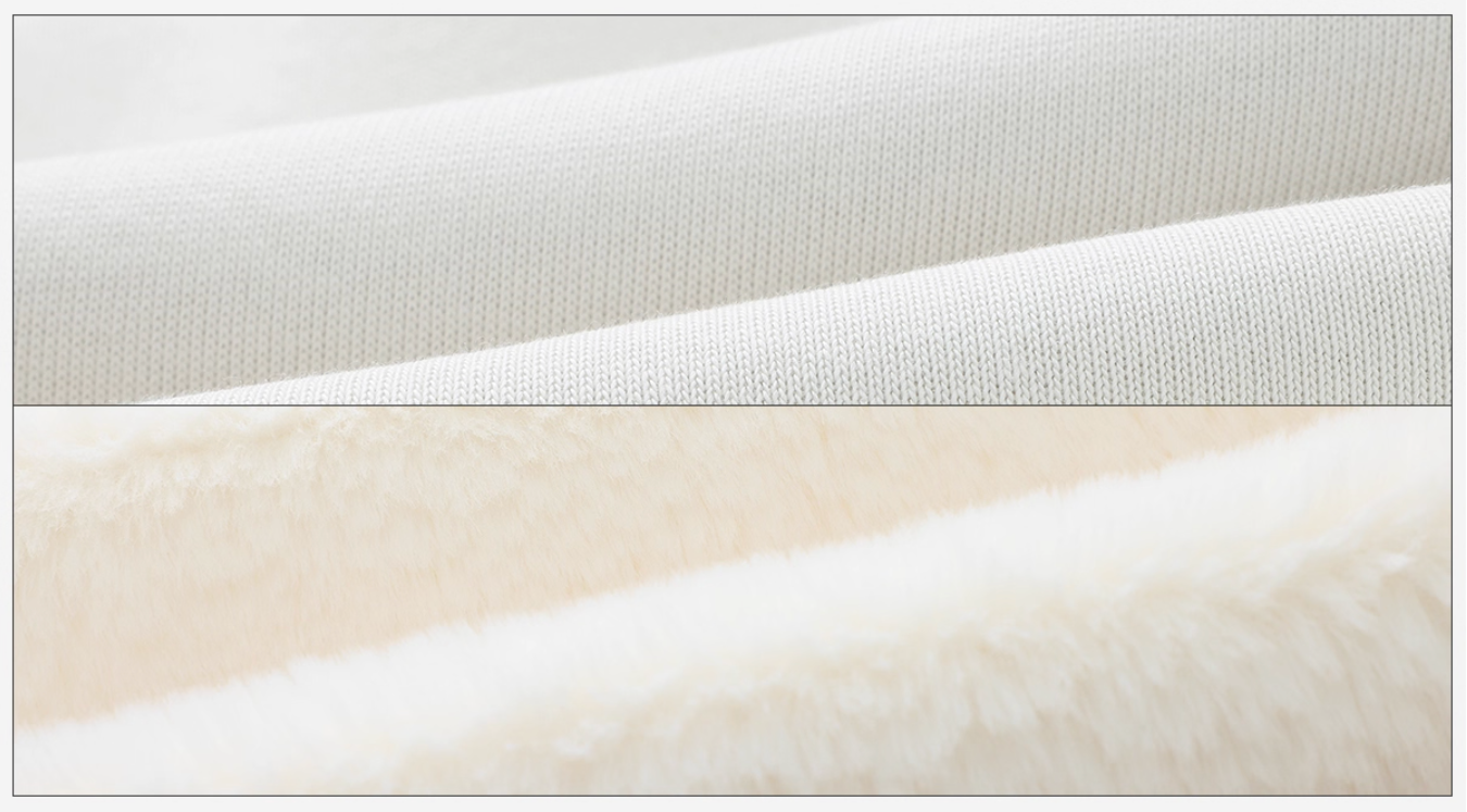 White Food Boa Jacket ホワイト裏起毛ショートフード付きスウェットジャケット