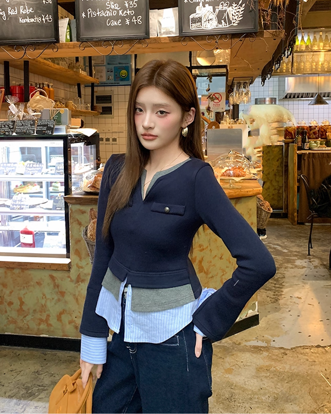 Rayered V-Neck Knit  レイヤードVネックニット