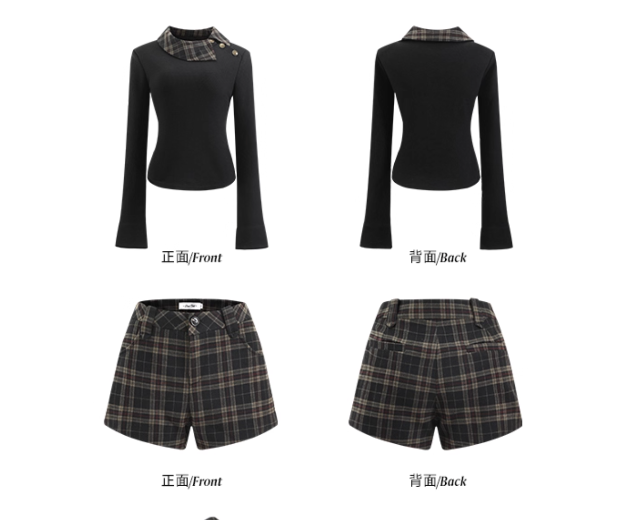 Check button top & Short pants チェックボタントップ&チェックショートパンツ