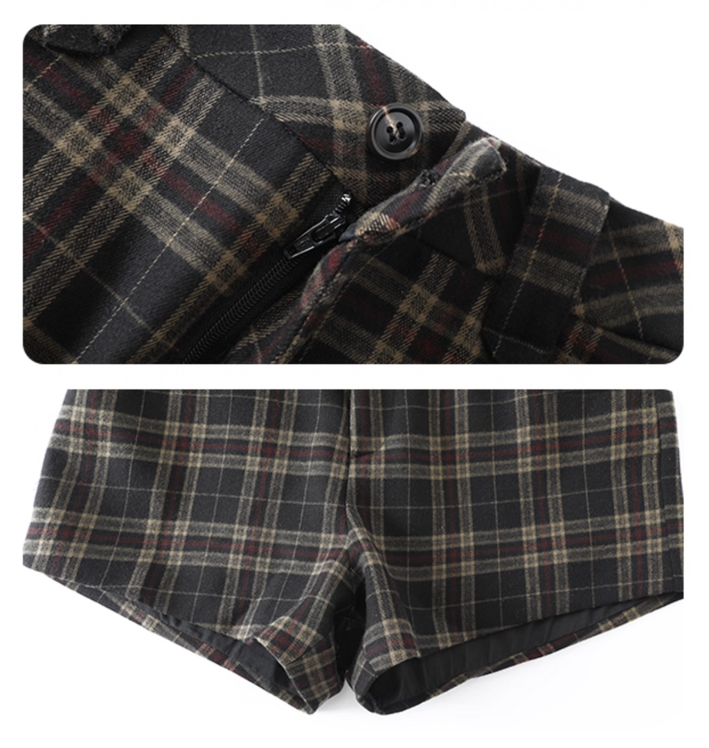 Check button top & Short pants チェックボタントップ&チェックショートパンツ