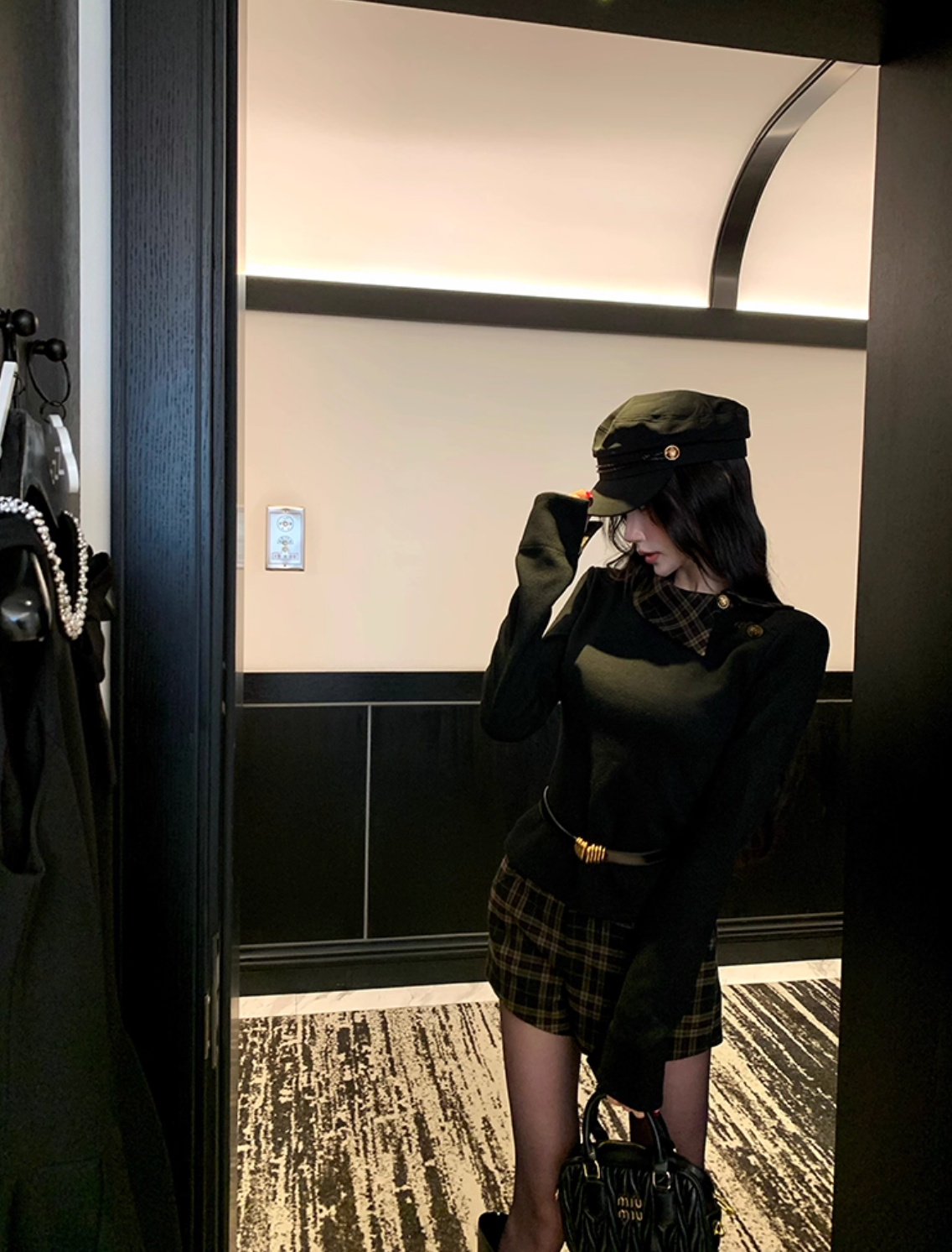 Check button top & Short pants チェックボタントップ&チェックショートパンツ