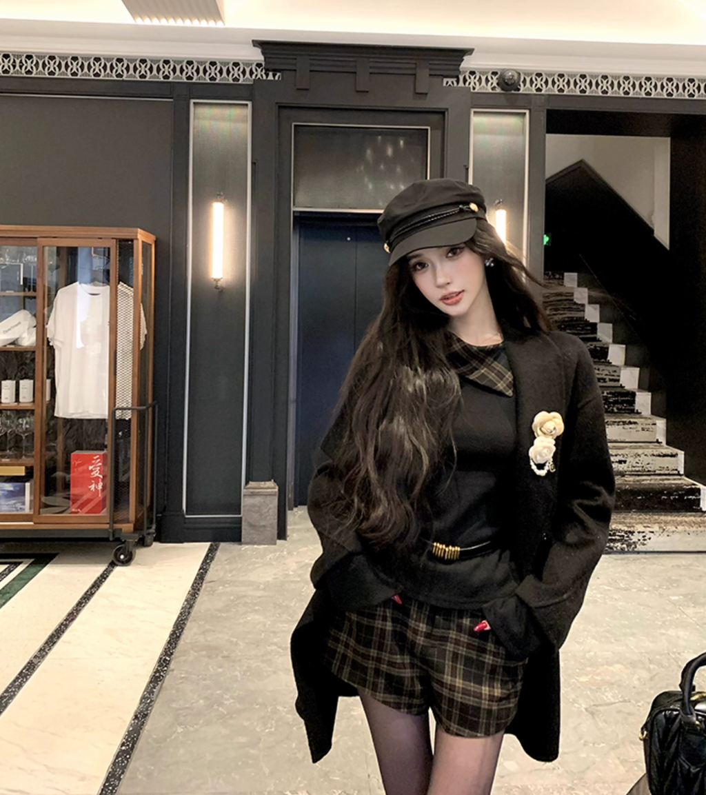 Check button top & Short pants チェックボタントップ&チェックショートパンツ