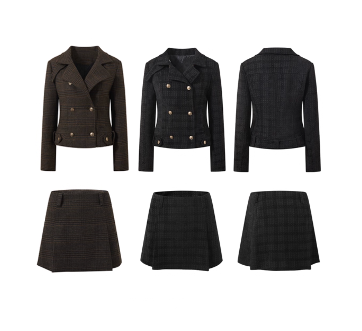 Check Wool Jacket Skirt Set チェックウールジャケット スカート セット