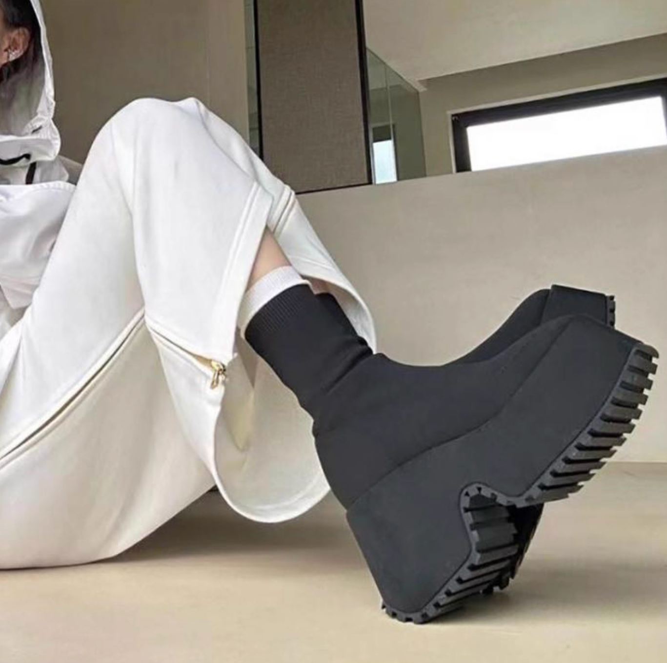 Plat form Square Toe Boots プラットフォーム スクエア トゥブーツ