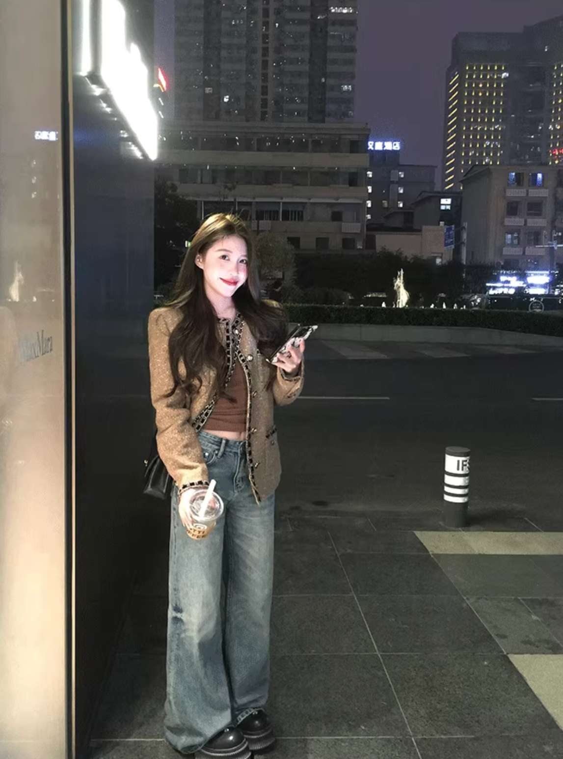 Brown Tweed boxy jacket ブラウン ツイード ボクシー ジャケット