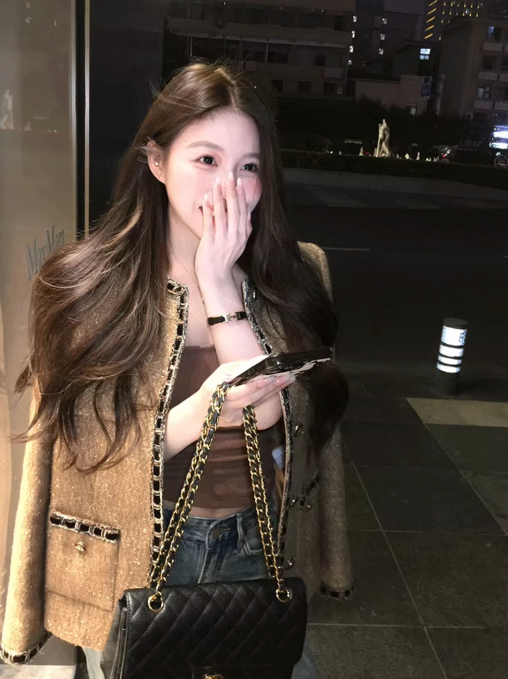 Brown Tweed boxy jacket ブラウン ツイード ボクシー ジャケット