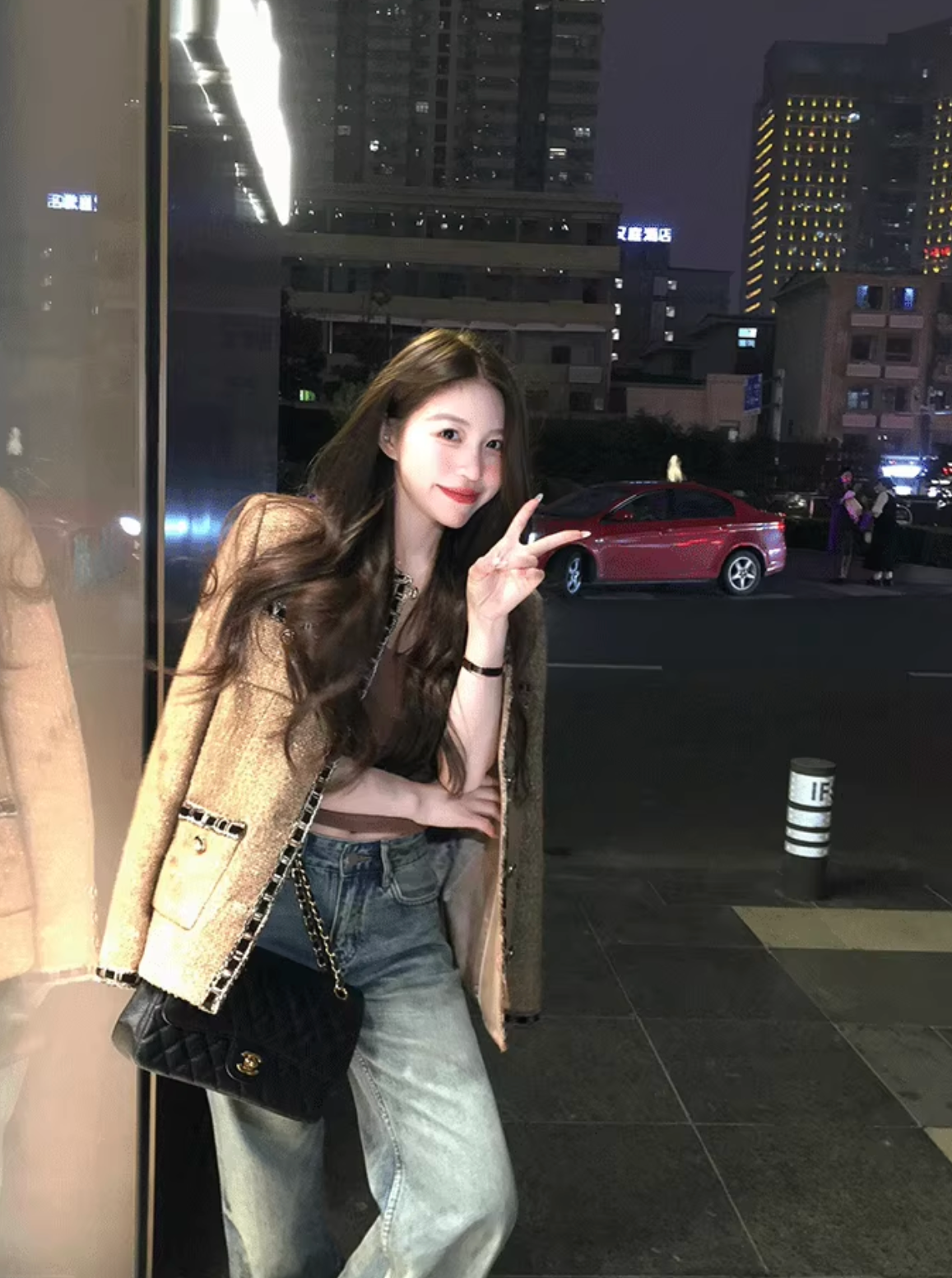 Brown Tweed boxy jacket ブラウン ツイード ボクシー ジャケット