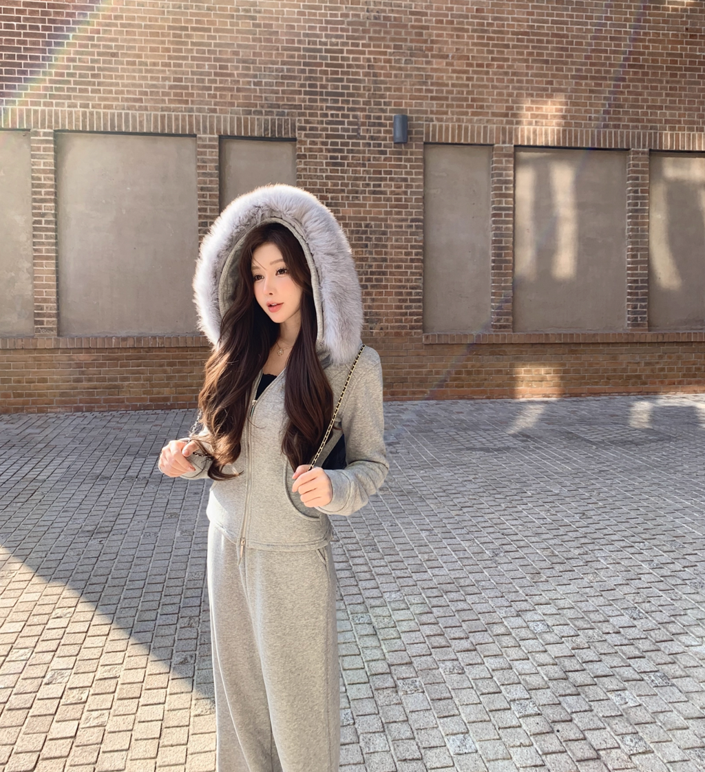 女神カラー Big Fur Hoodie Flare Pants ビッグファーフーディ フレアパンツ セットアップ