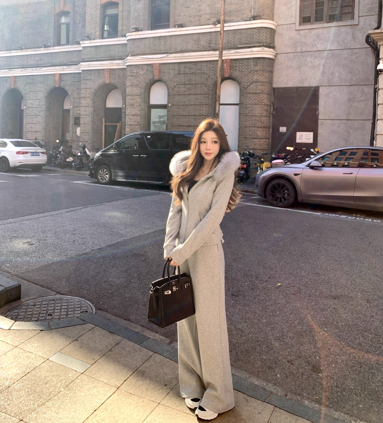 女神カラー Big Fur Hoodie Flare Pants ビッグファーフーディ フレアパンツ セットアップ
