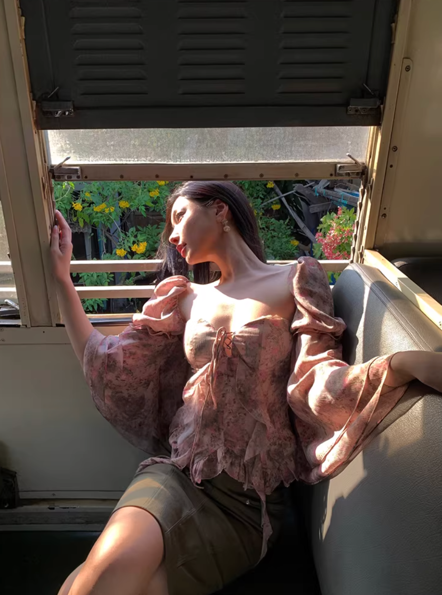 Flair Sleeve Corset Blouse フレアスリーブ コルセット ブラウス
