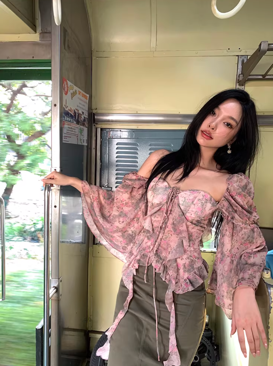 Flair Sleeve Corset Blouse フレアスリーブ コルセット ブラウス