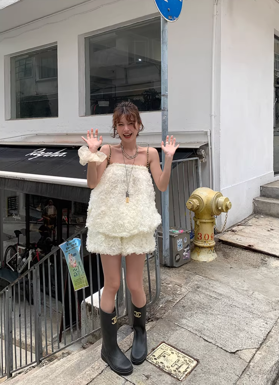 3D Floral Cami Short pants  セットアップ 3D フローラルキャミ パンツ