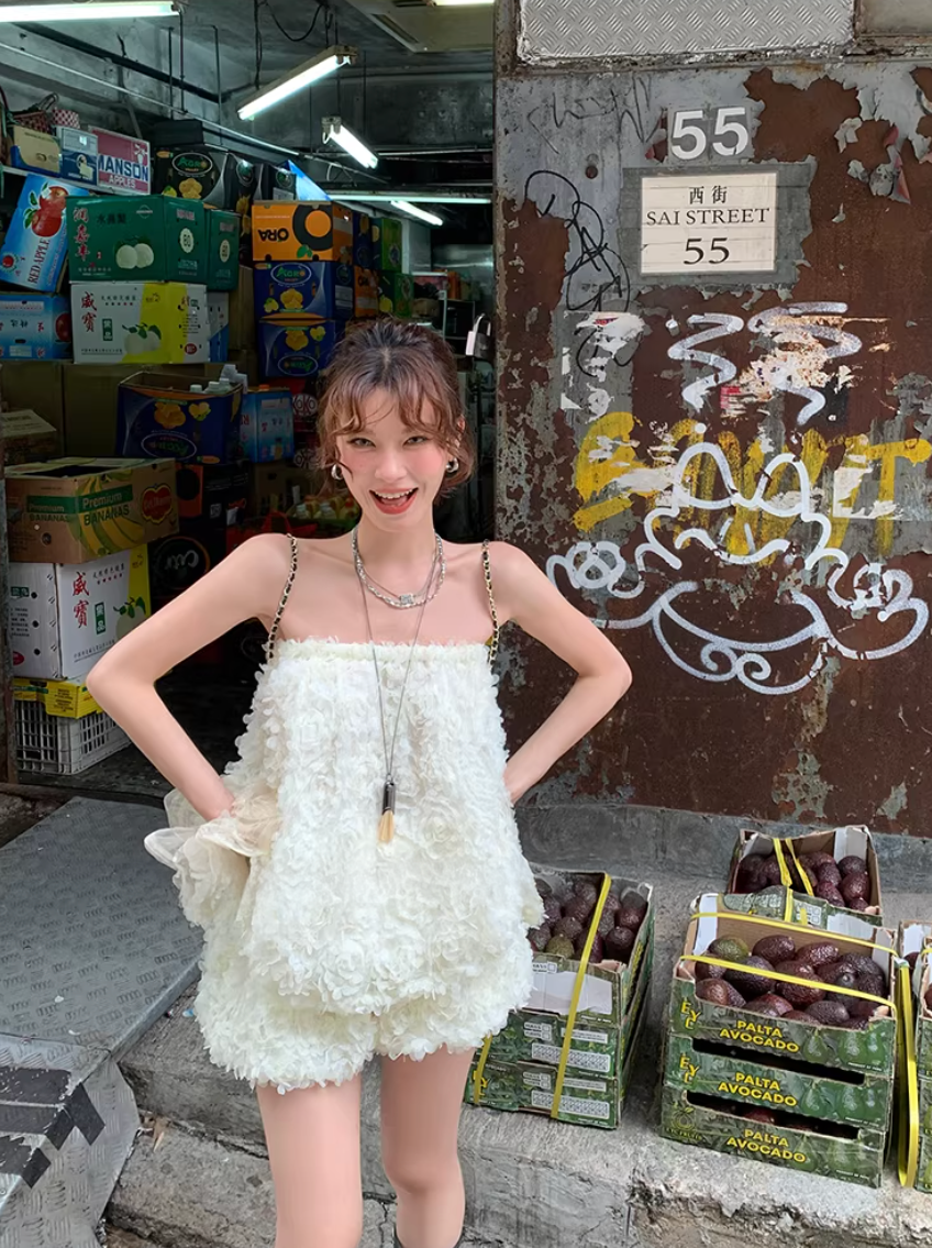 3D Floral Cami Short pants  セットアップ 3D フローラルキャミ パンツ