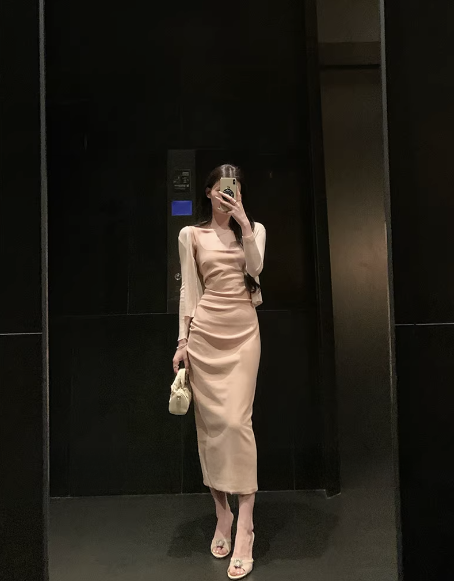 Body consciousress Satin Dress ボディコンシャス サテン ドレス