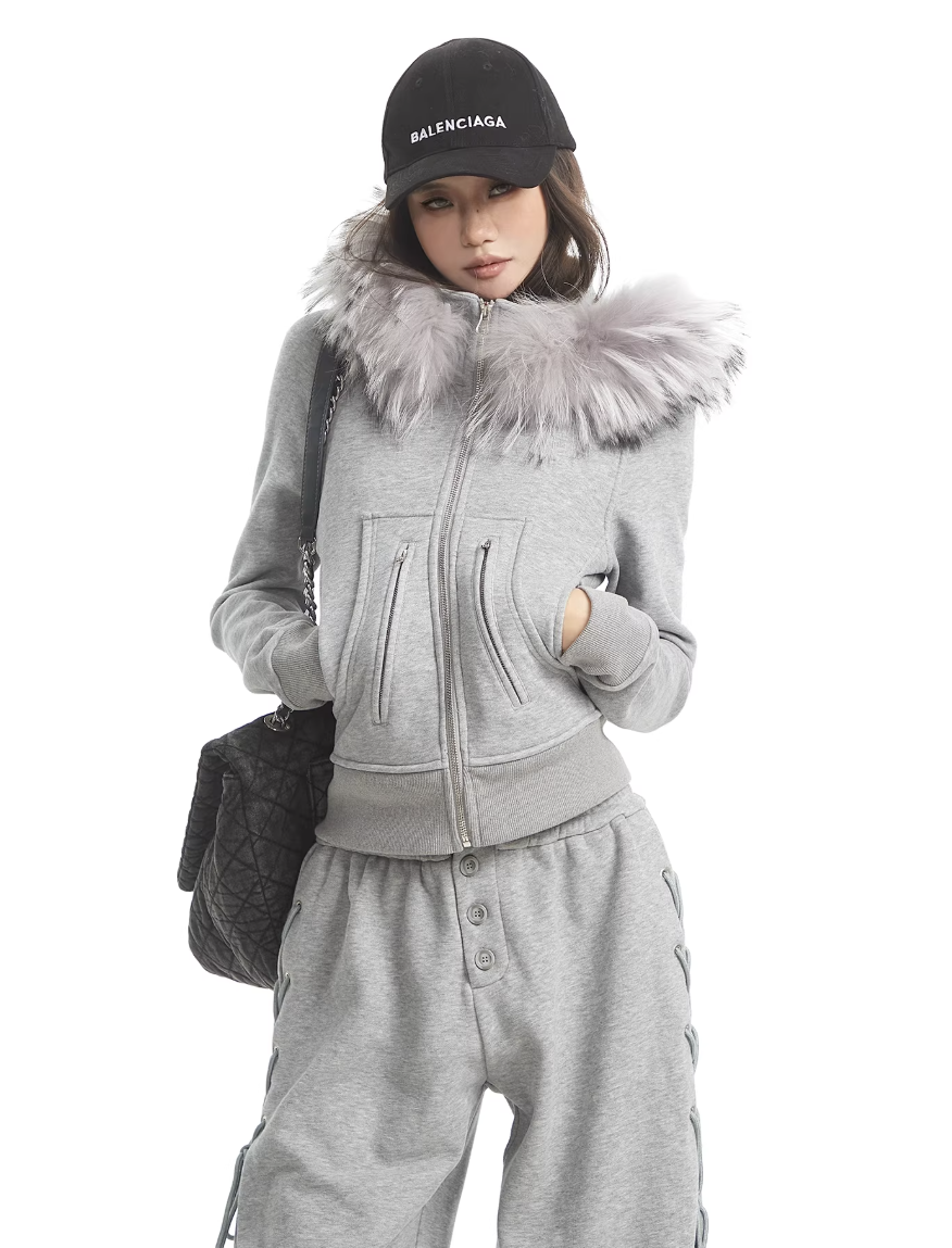 Bolume Fur Hoodie Lace up Pants ボリュームファーフーディ レースアップパンツ