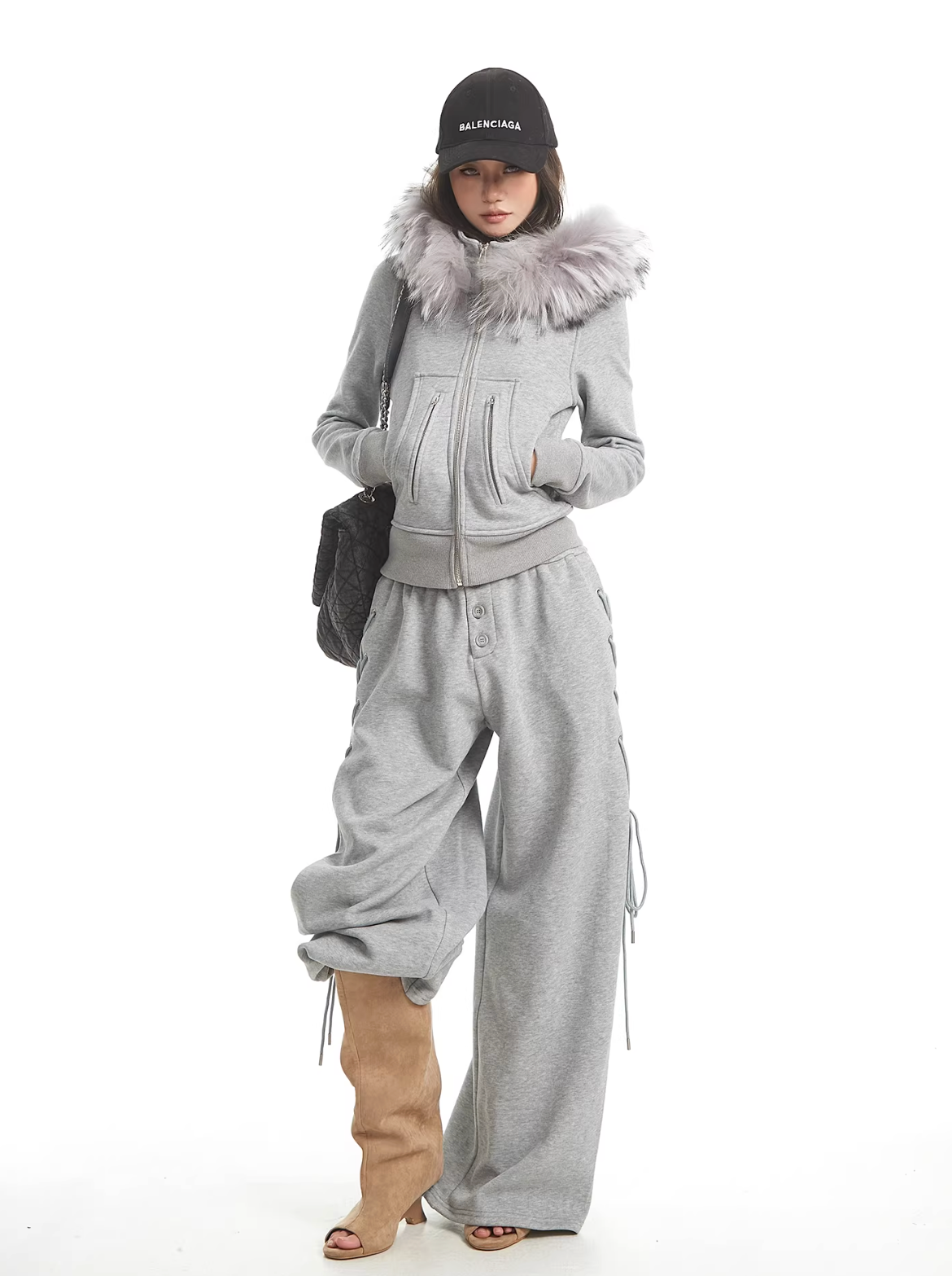 Bolume Fur Hoodie Lace up Pants ボリュームファーフーディ レースアップパンツ