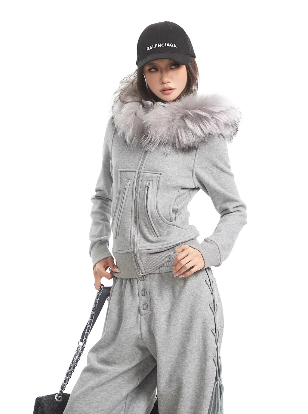 Bolume Fur Hoodie Lace up Pants ボリュームファーフーディ レースアップパンツ