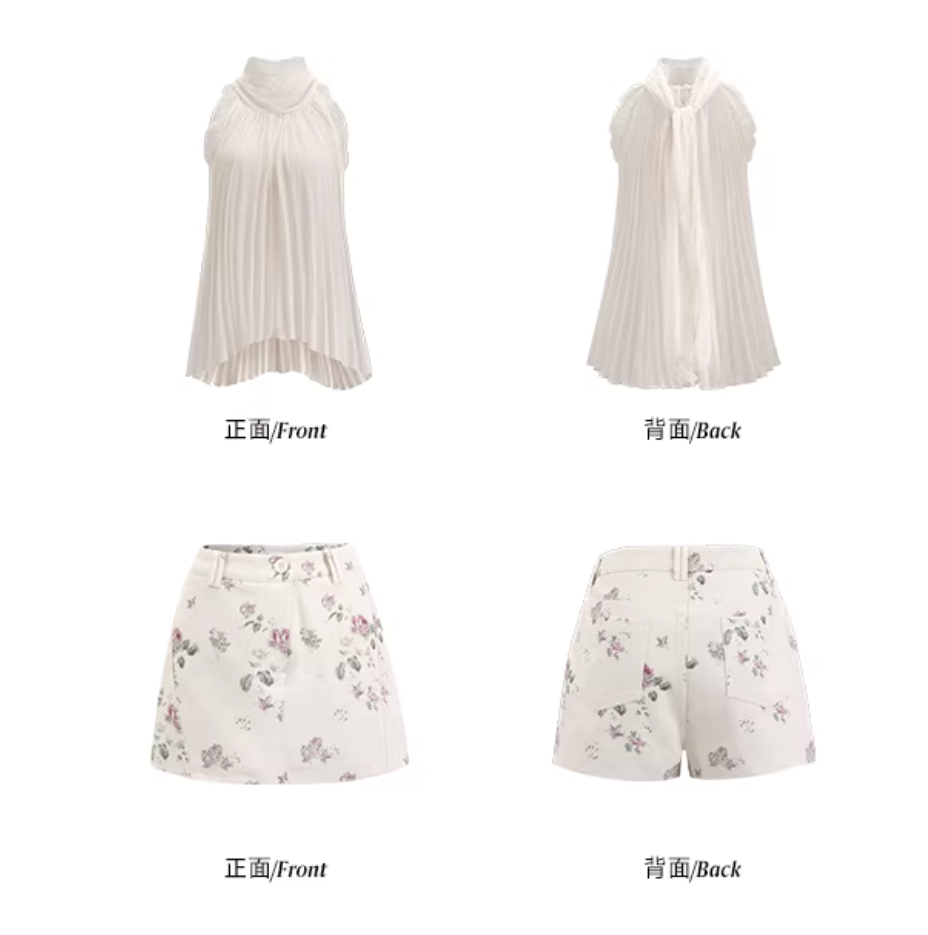 French Sifon Blouse Flower Skirt フレンチシフォンブラウス フラワースカート