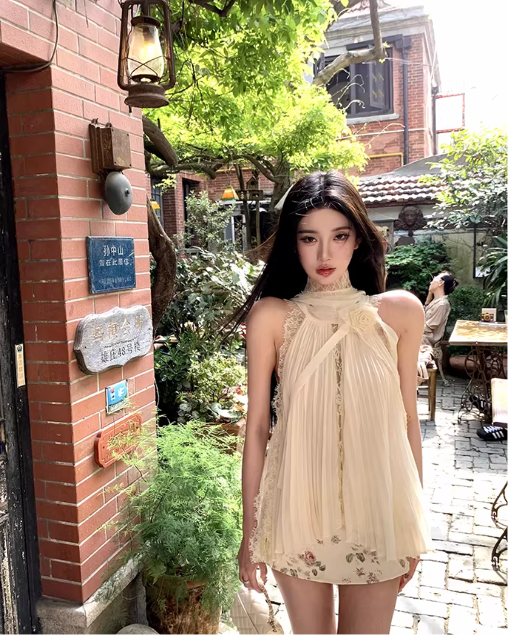 French Sifon Blouse Flower Skirt フレンチシフォンブラウス フラワースカート