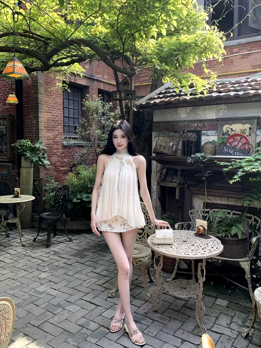 French Sifon Blouse Flower Skirt フレンチシフォンブラウス フラワースカート