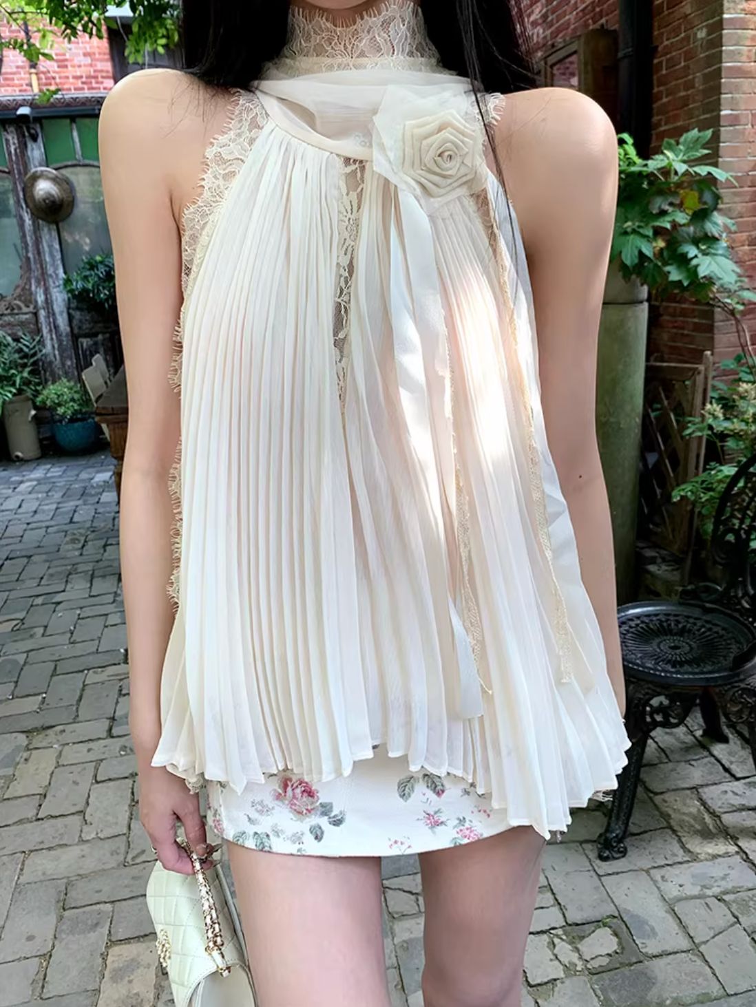 French Sifon Blouse Flower Skirt フレンチシフォンブラウス フラワースカート