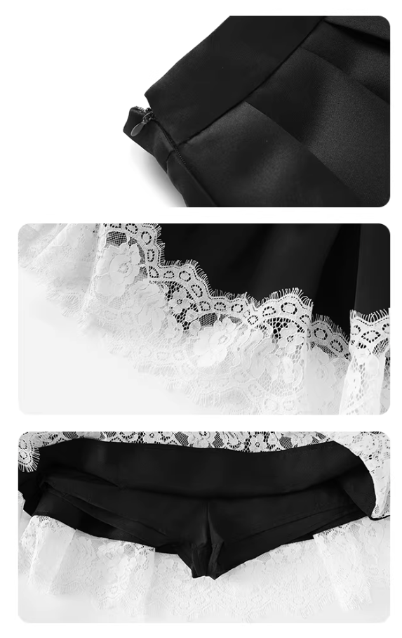 White Coller Blouse Lase Flare Skirt ホワイトカラーブラウス レースフレアスカート