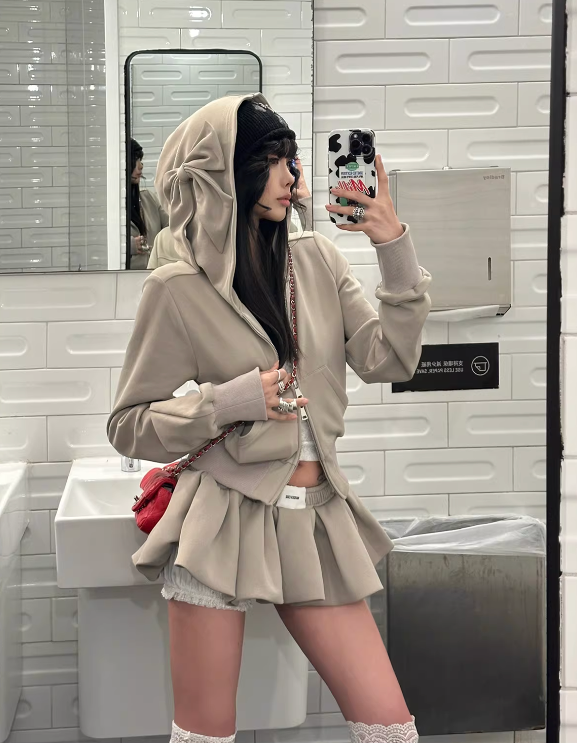 Bow hood shirts Baloon Skirt ボウフード シャツ バルーンスカート