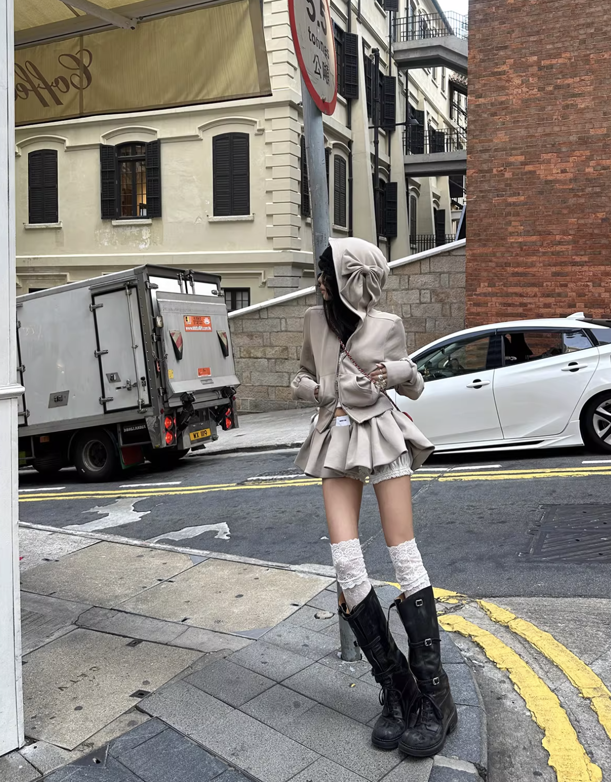 Bow hood shirts Baloon Skirt ボウフード シャツ バルーンスカート