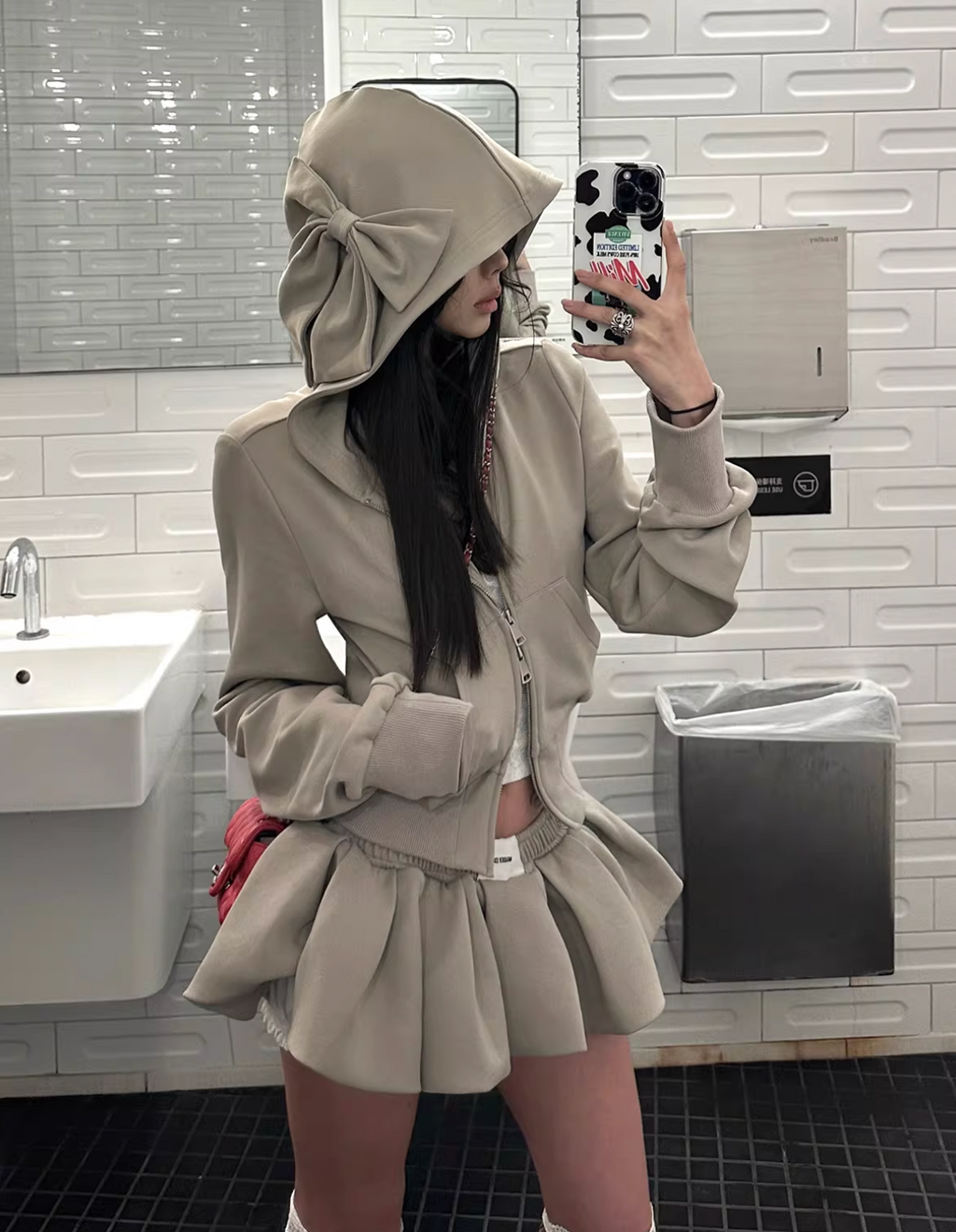 Bow hood shirts Baloon Skirt ボウフード シャツ バルーンスカート
