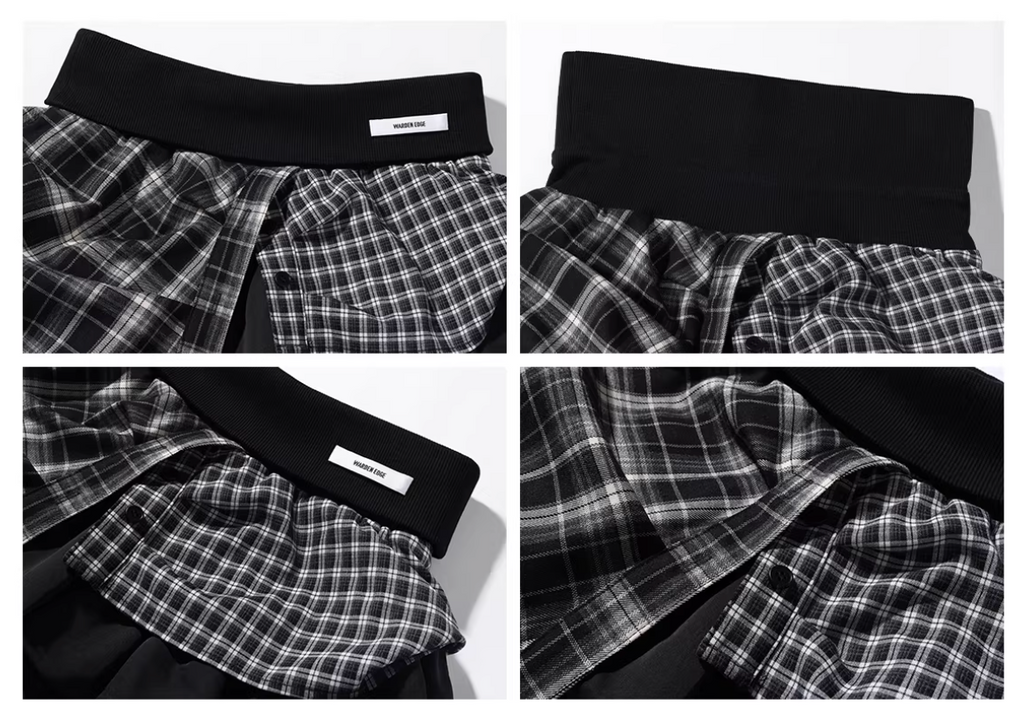 Patch work Check Mini Skirt Long Tee パッチワークチェックミニスカート ロングT