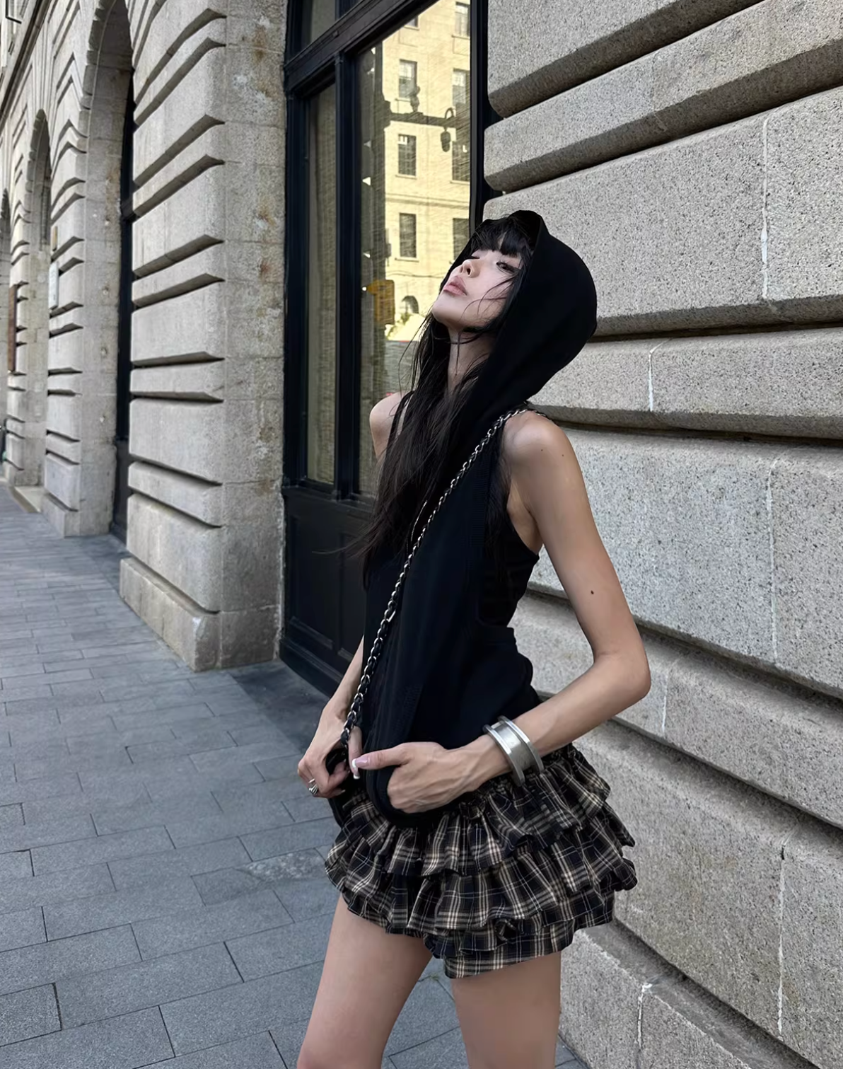 Sleeveless Hoodie Frill Skirt スリーブレス フーディ フリルスカート