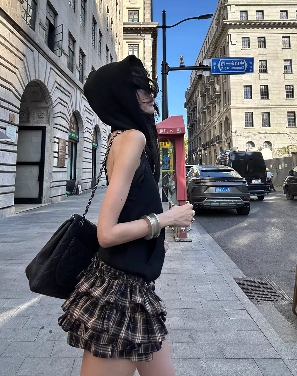 Sleeveless Hoodie Frill Skirt スリーブレス フーディ フリルスカート