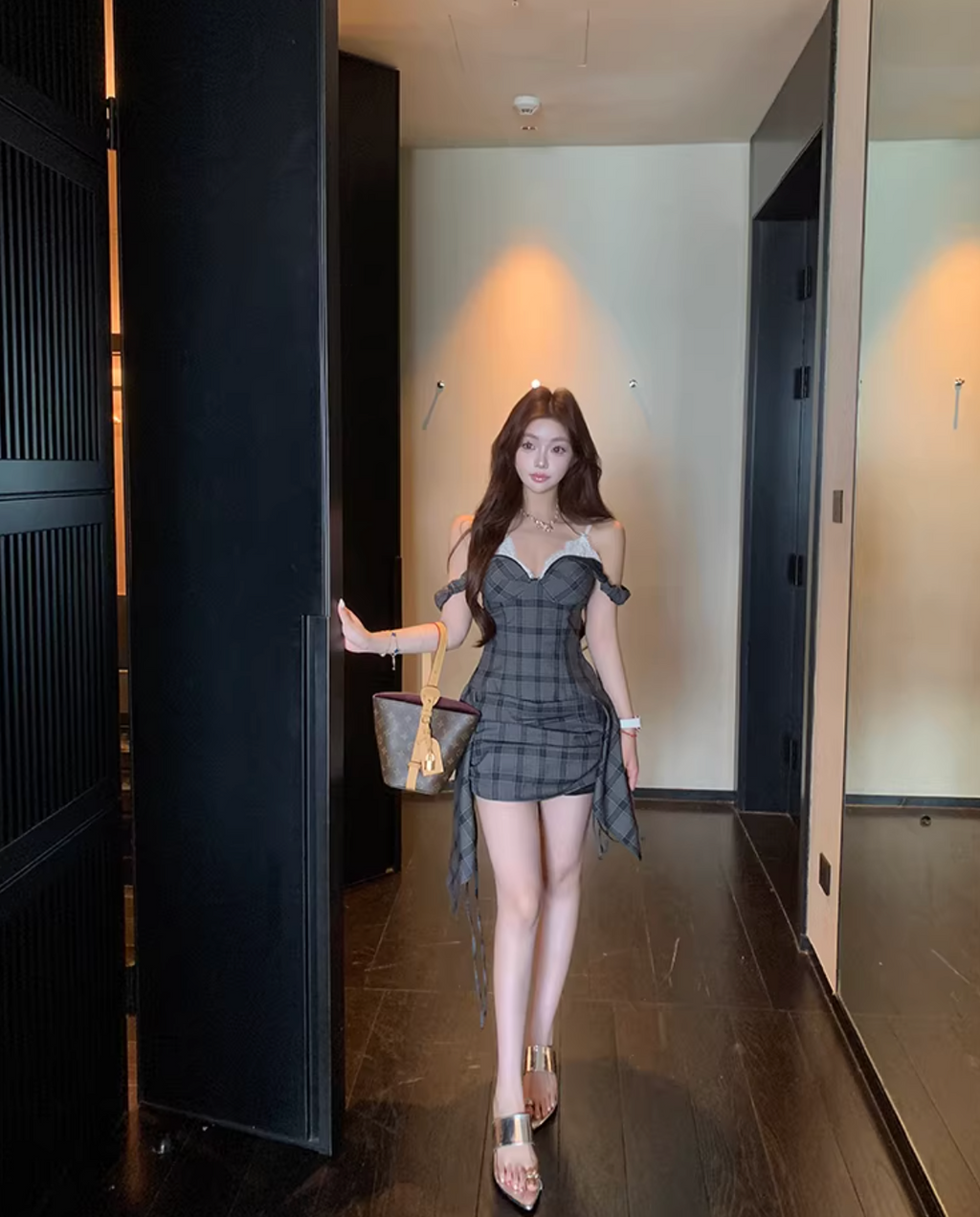 Grey Check 2piece Dress グレーチェック2ピースドレス