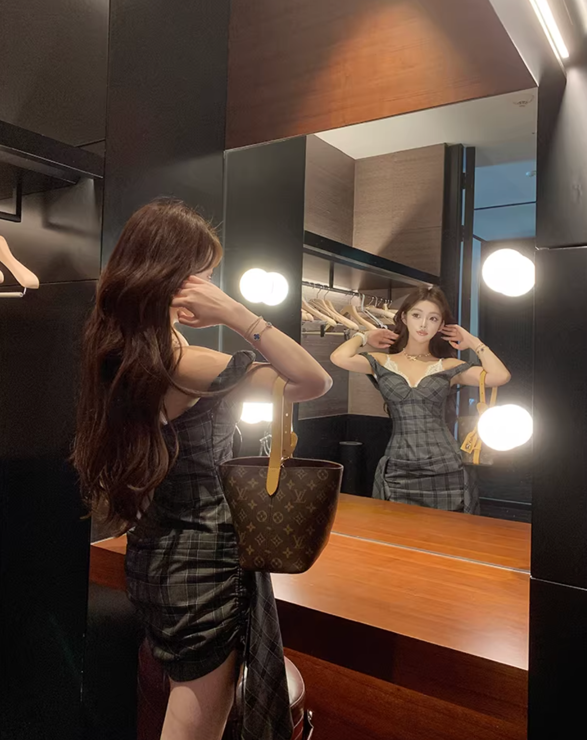 Grey Check 2piece Dress グレーチェック2ピースドレス