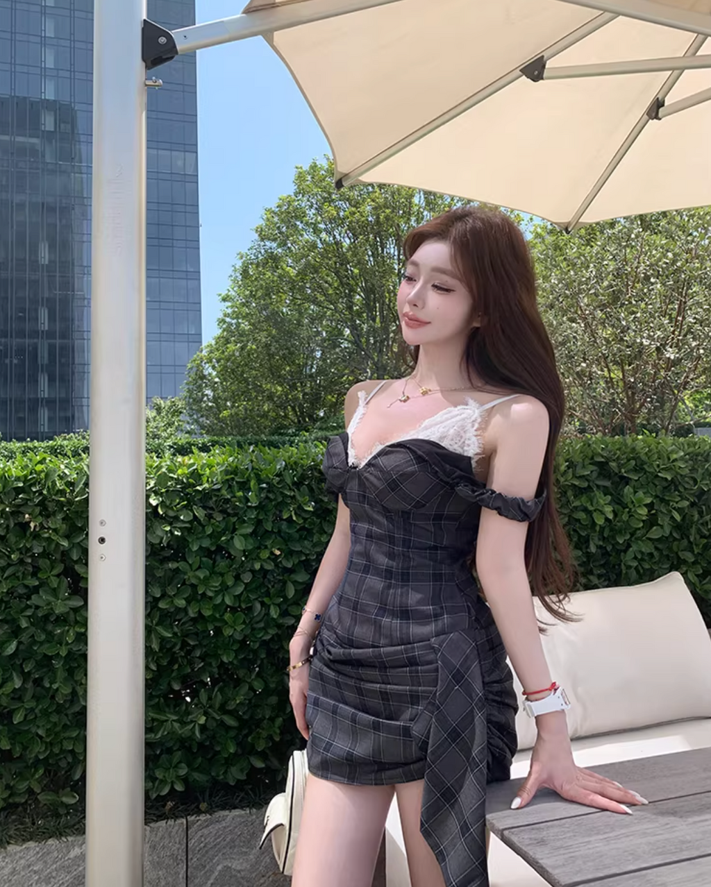Grey Check 2piece Dress グレーチェック2ピースドレス