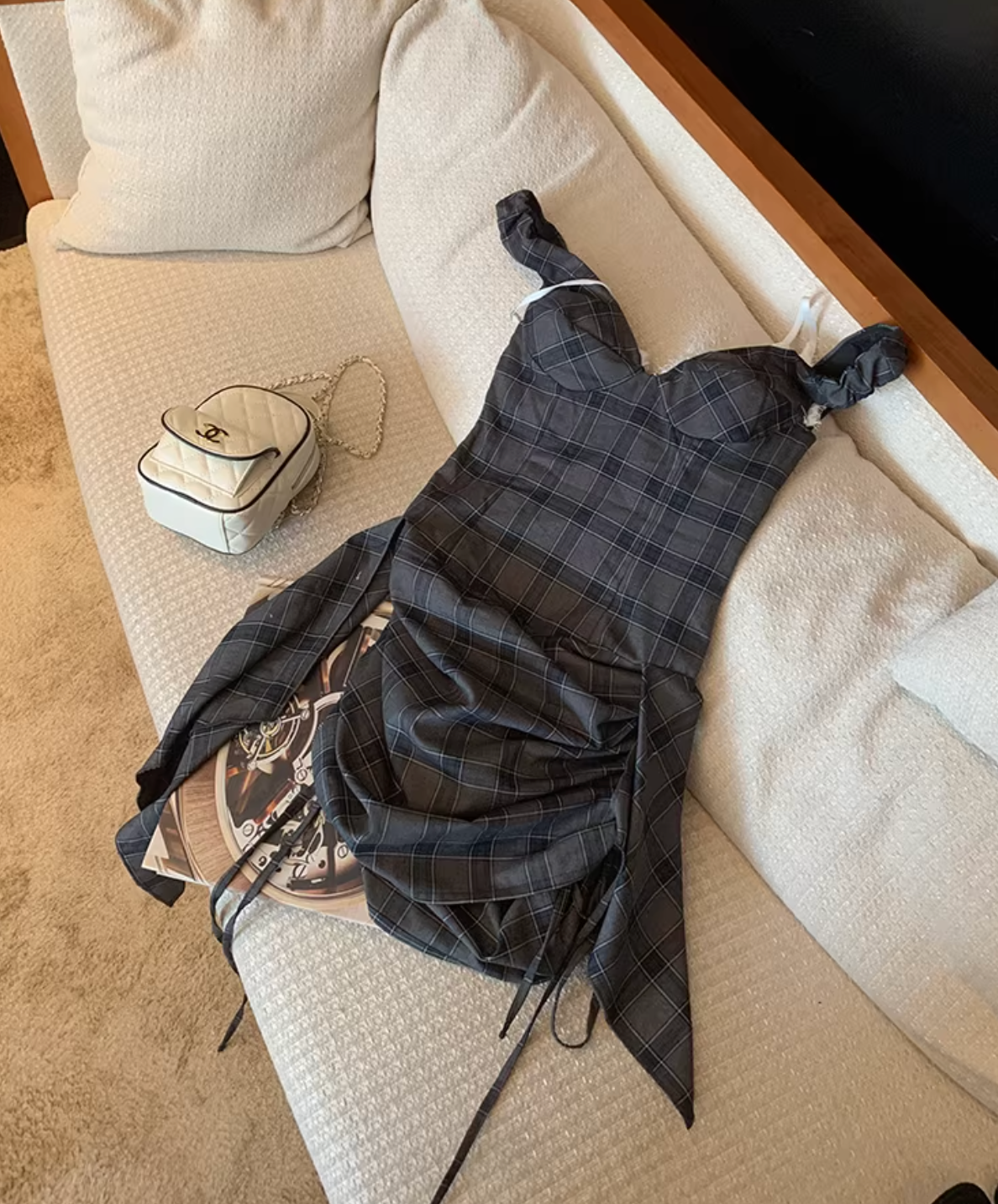 Grey Check 2piece Dress グレーチェック2ピースドレス