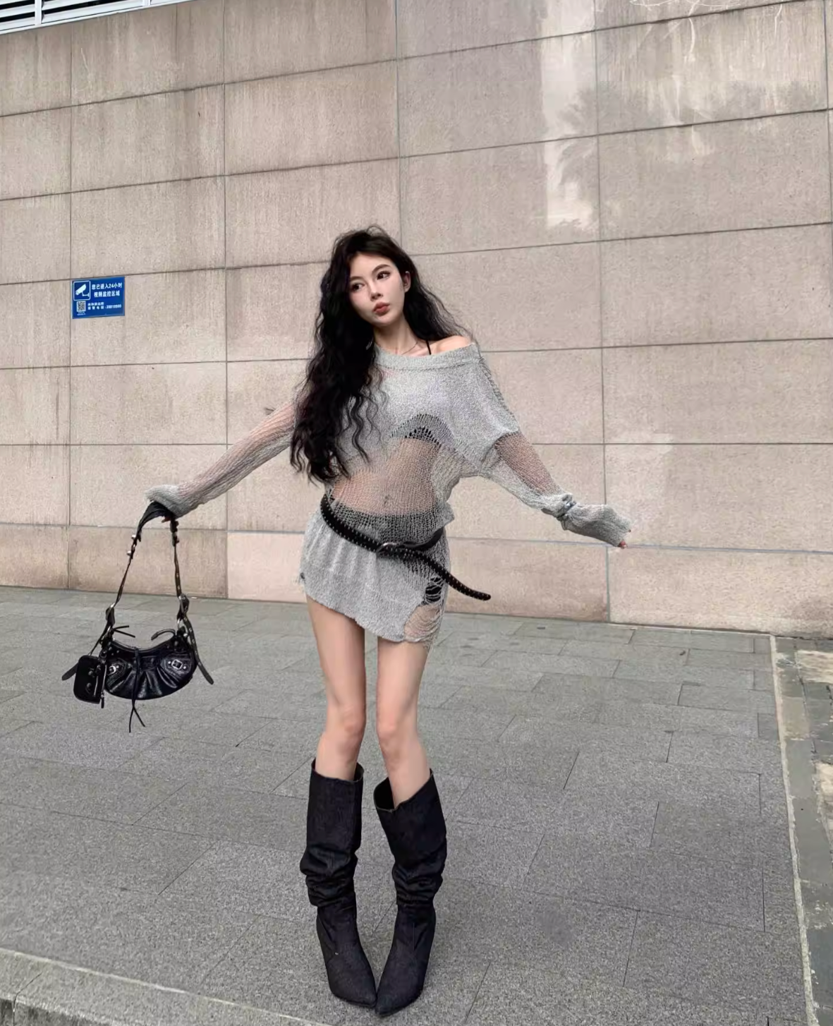 Sheer Over sized Sweater シアーオーバーサイズセーター