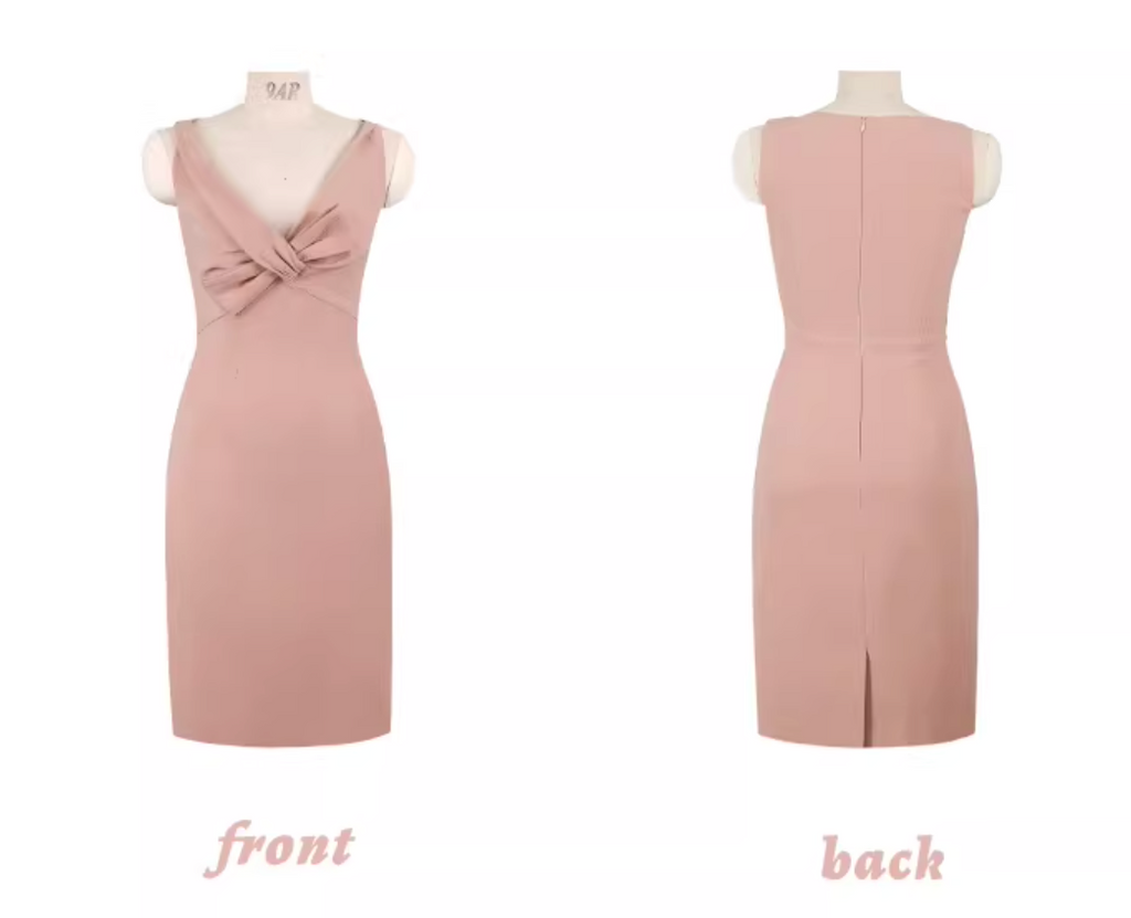 Bow V neck Dress ボウVネックドレス