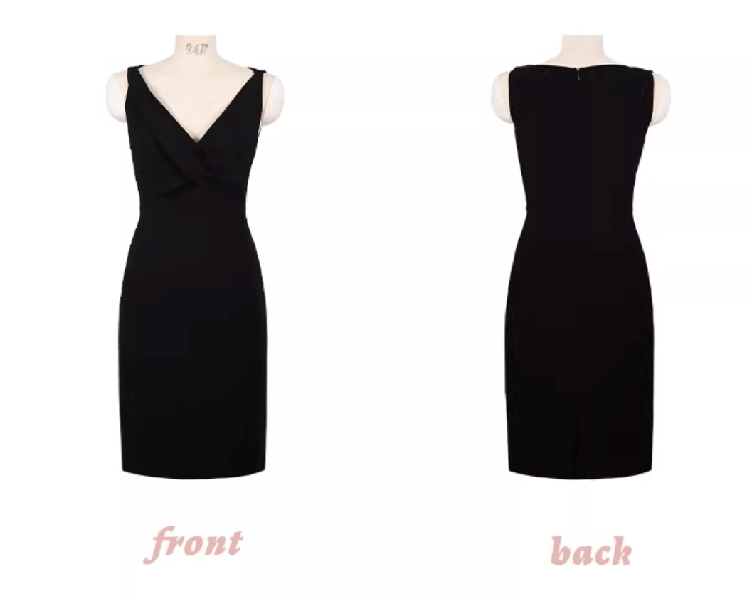 Bow V neck Dress ボウVネックドレス