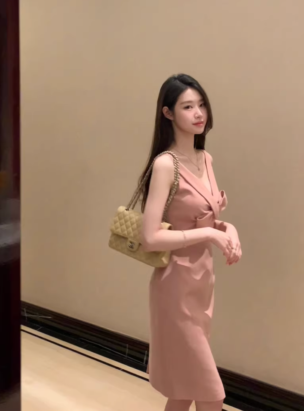 Bow V neck Dress ボウVネックドレス