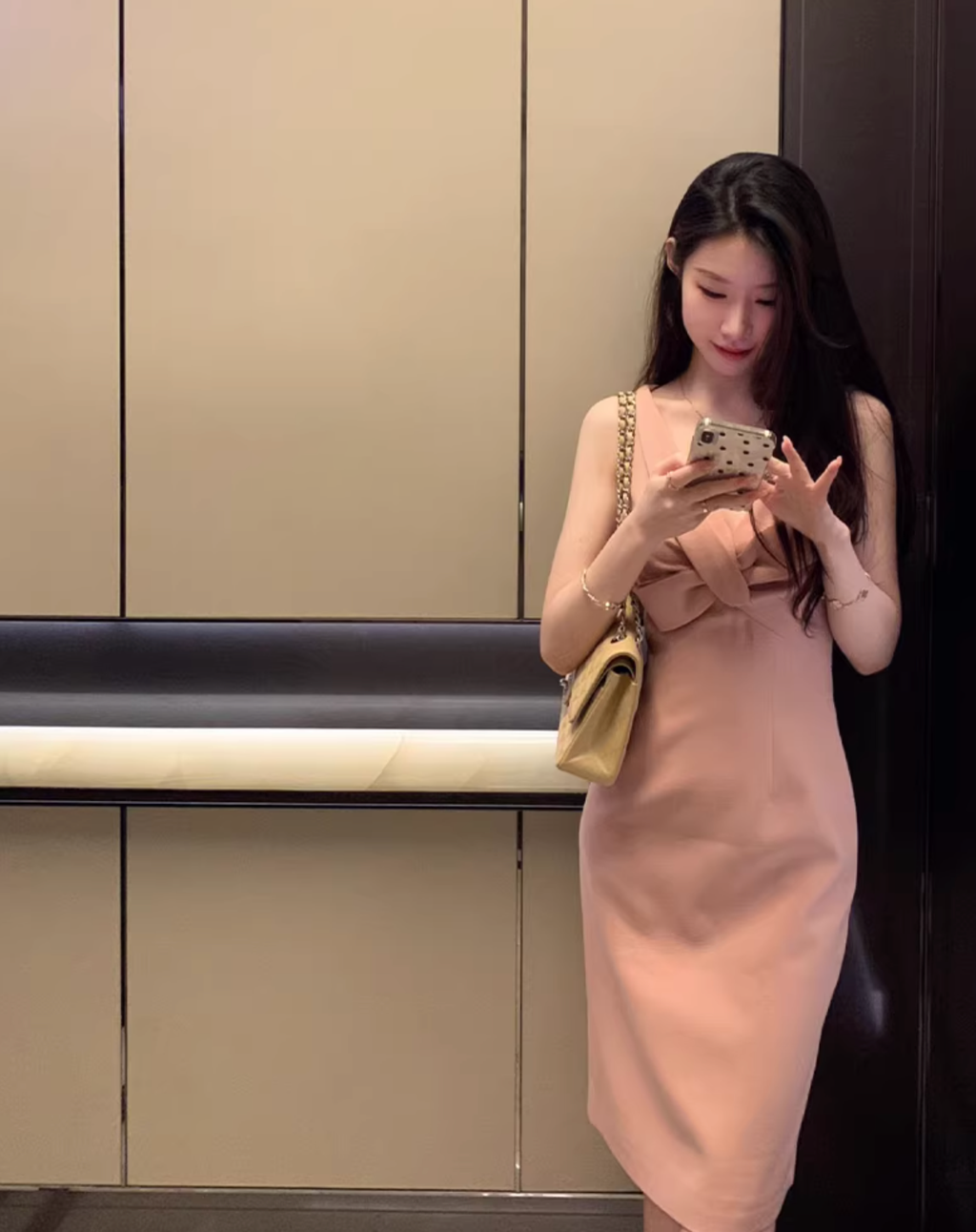 Bow V neck Dress ボウVネックドレス