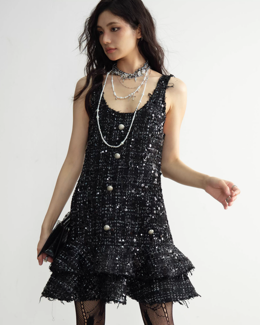 Fringe Tweed Dress フリンジ ツイード ドレス