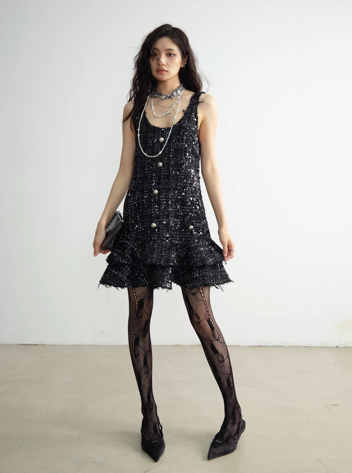 Fringe Tweed Dress フリンジ ツイード ドレス